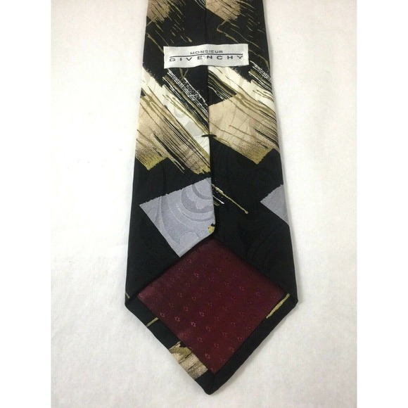 Givenchy Monsieur Black Gray Beige Stripe Necktie - Picture 2 of 6